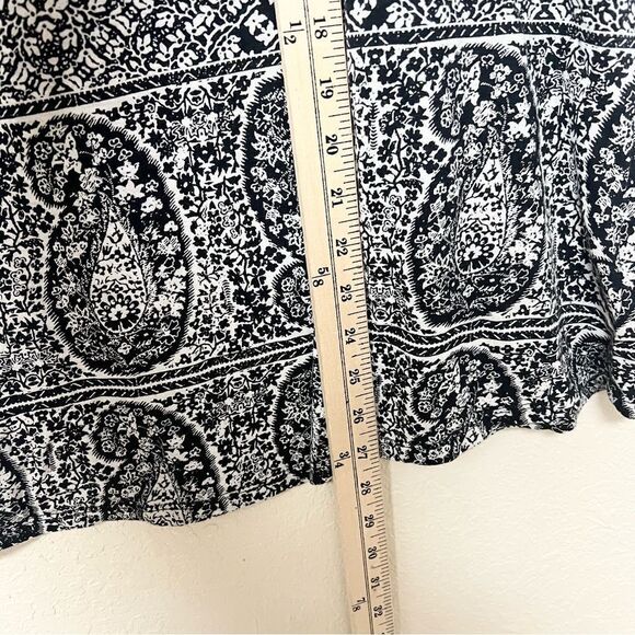 Lucky Brand Tunic Blouse Women's Plus Size 1X Black White Paisley 3/4 Sleeve - Picture 2 of 6